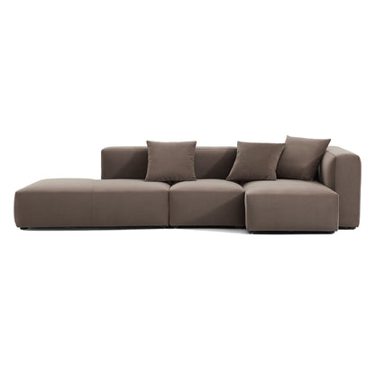 Geometry Minimalist Sectional-Brown-124.0"-Facing Right