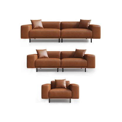 Noble Black Leather Sofa Set