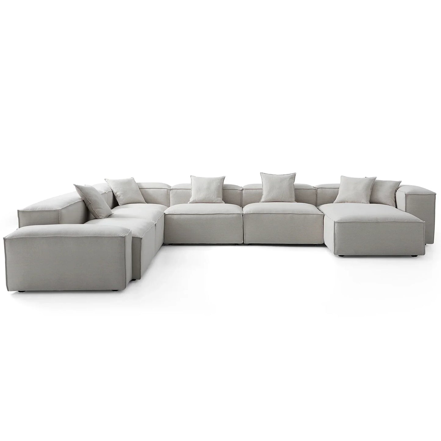 Freedom Modular Khaki U Shaped Sectional Sofa-Gray-177.2"-Low & High
