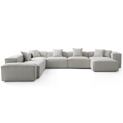 Freedom Modular Khaki U Shaped Sectional Sofa-Gray-177.2"-Low & High