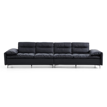 Lewis Adjustable Backrest Ultra-Wide Leather Sofa