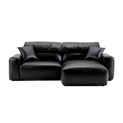 Chestnut Brown Leather Sofa and Ottoman