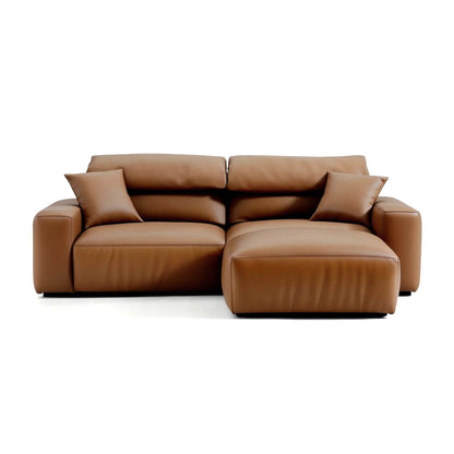 Chestnut Brown Leather Sofa and Ottoman