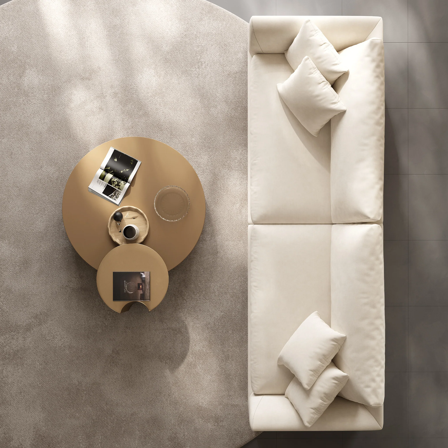 Aalto Boutique Beige Feathers Loveseat / Beige