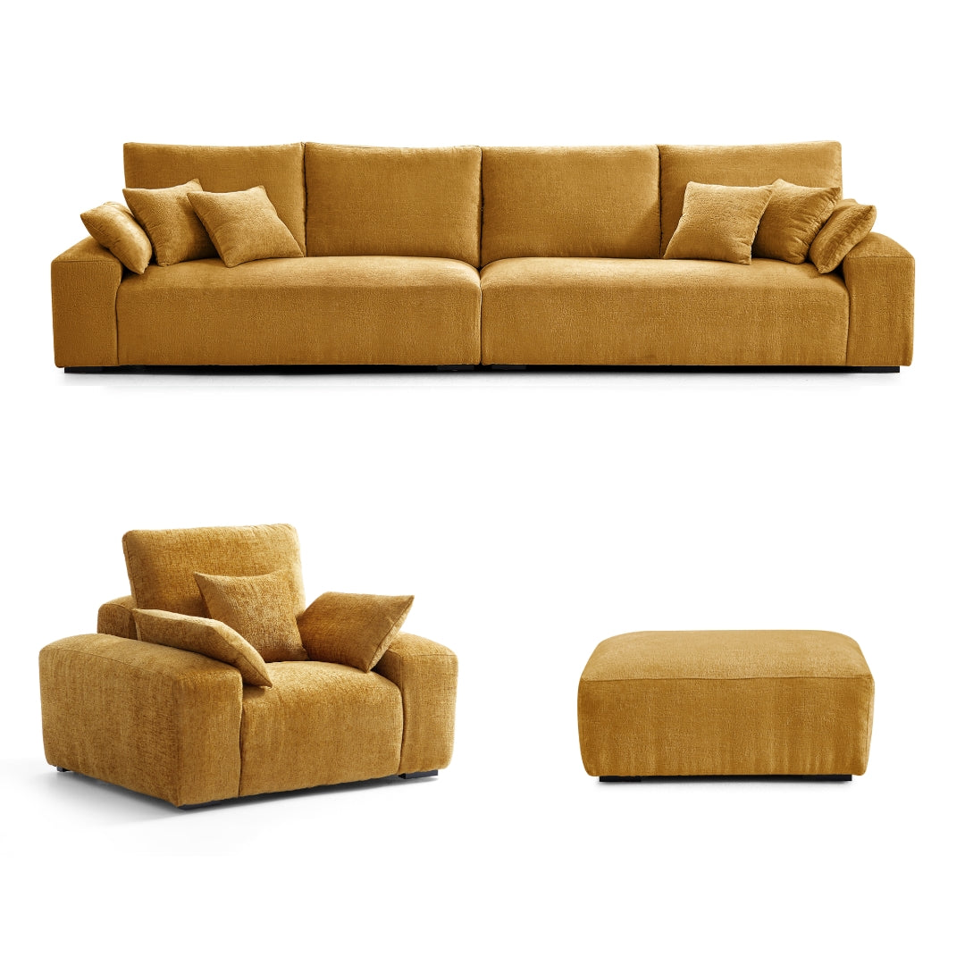 The Empress Beige Sofa Set-Yellow-140.1"