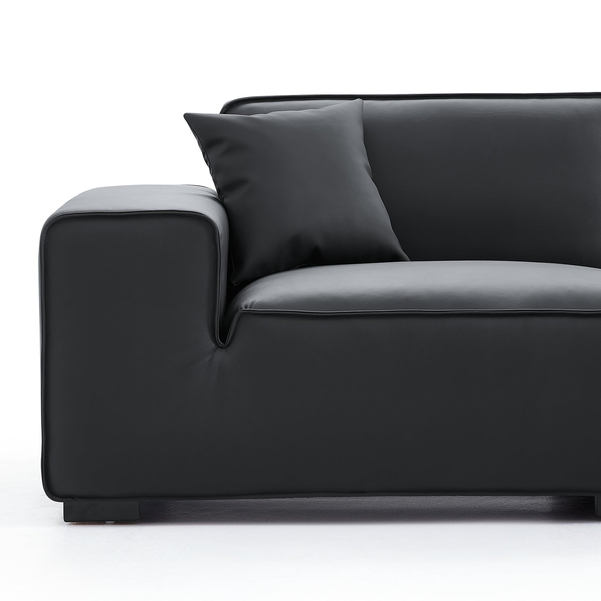 Domus Modular Beige Leather Double Chaise Sectional-Black