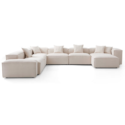 Freedom Modular Khaki U Shaped Sectional Sofa-Khaki-177.2"-Low & High