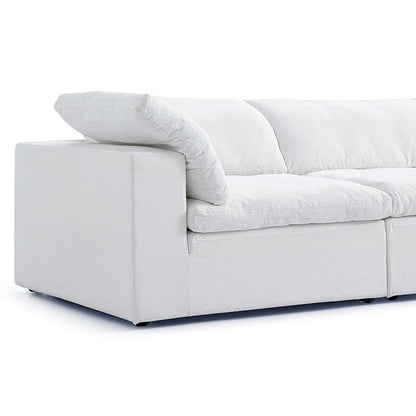 Tender Wabi Sabi Beige Sofa and Regular Ottoman-White