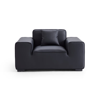Domus Modular Beige Leather Armchair-Black