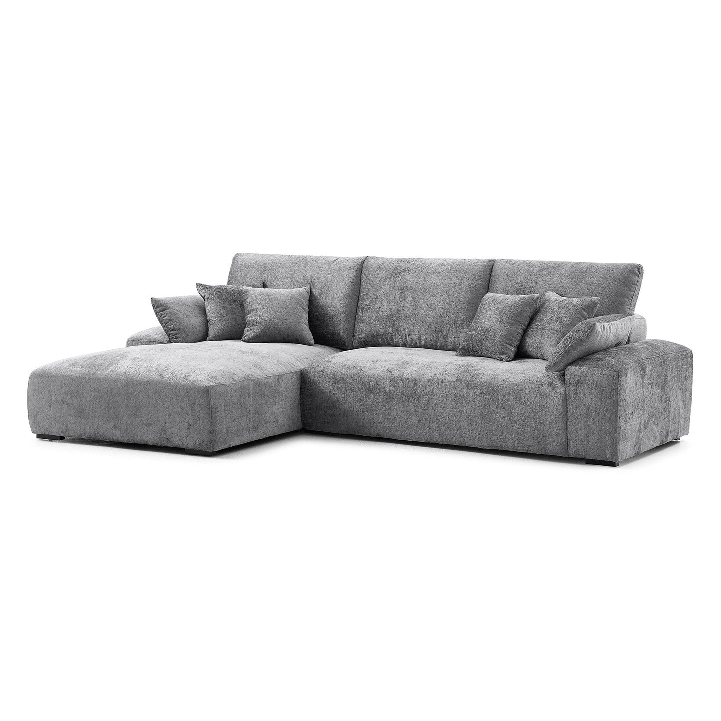 The Empress Camel Sectional-Gray-115.4"-Facing Left