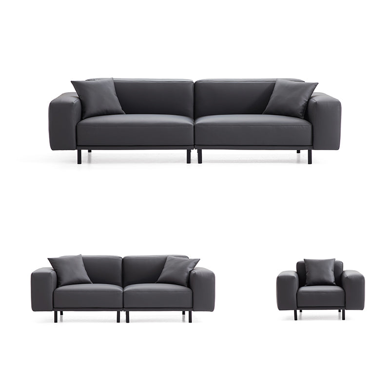 Noble Beige Leather Sofa Set-Dark Gray