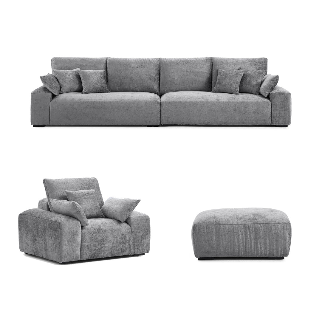 The Empress Beige Sofa Set-Gray-140.1"
