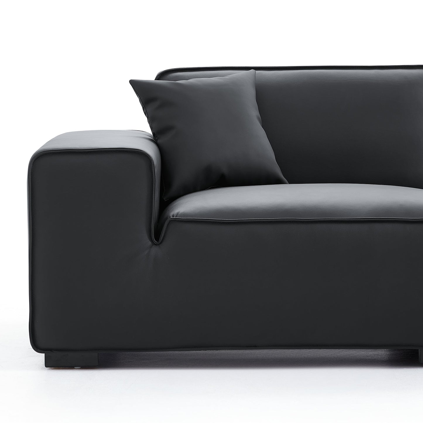 Domus Modular Beige Leather Double Chaise Sectional-Black