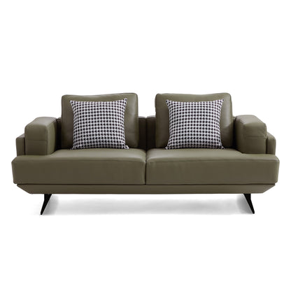 Olivia Top Grain Genuine Leather Sofa-Olive