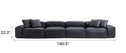 Cube Modular Black Genuine Leather Sofa