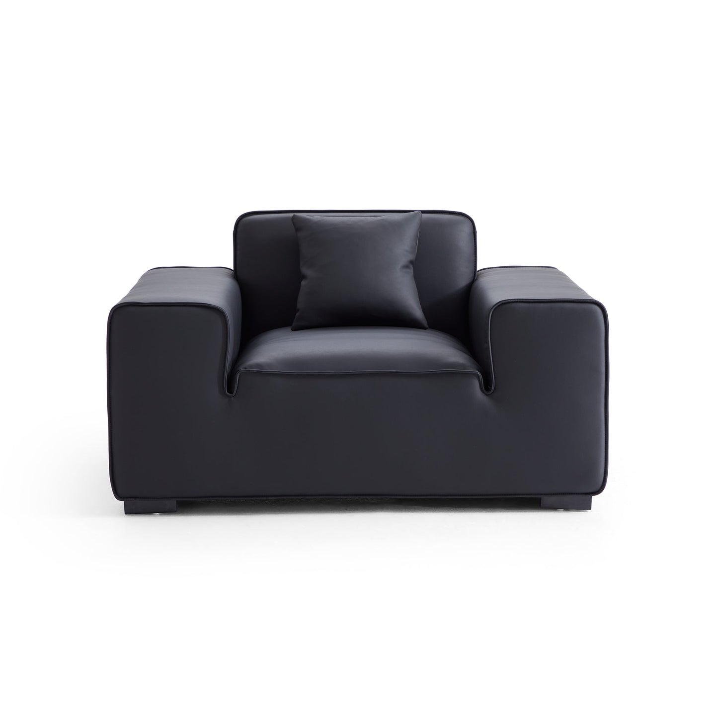 Domus Modular Khaki Leather Armchair-Black