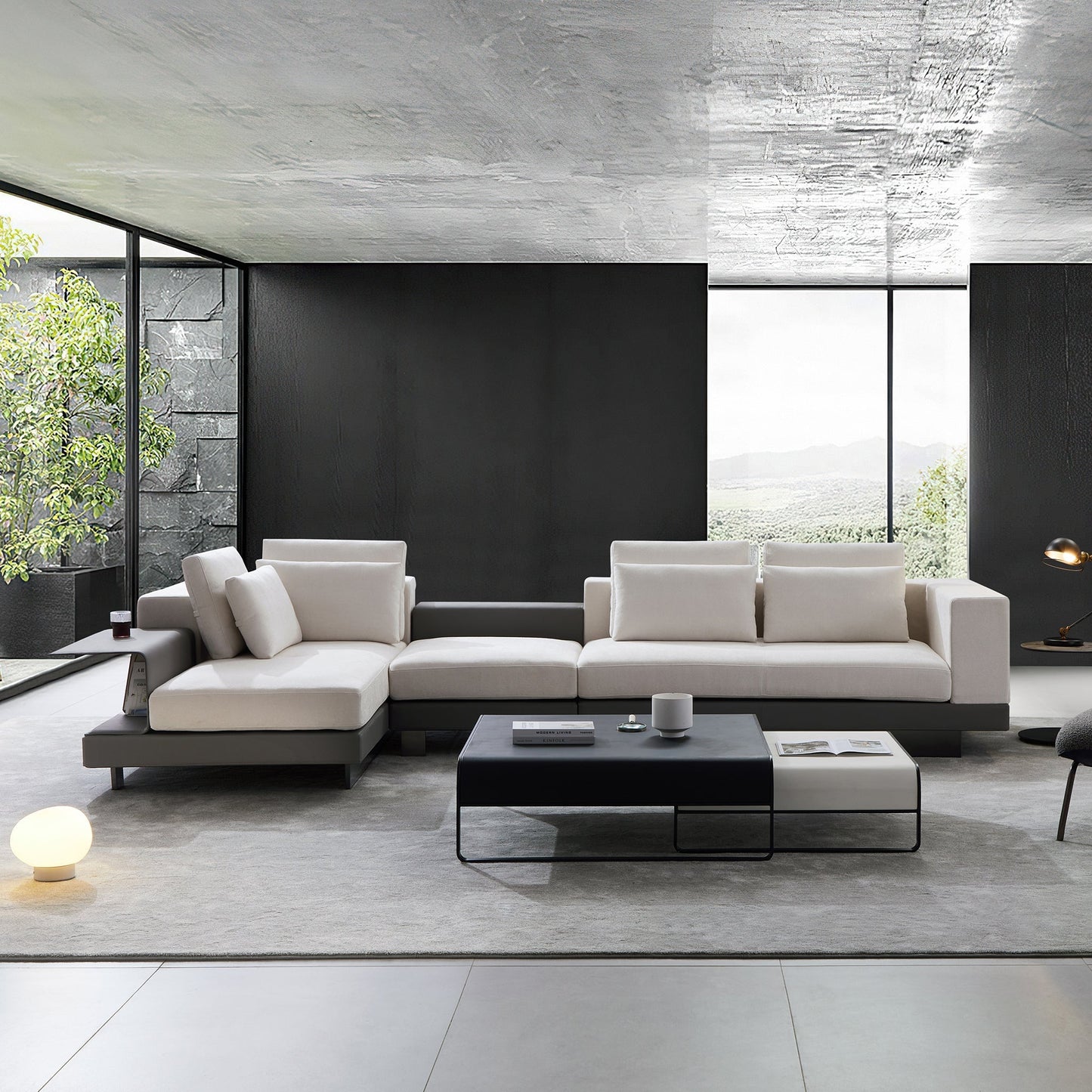 Modern Duet Coffee Table Set-39.4″ & 31.5″-Black & White