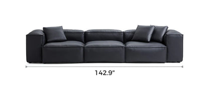 Cube Modular Black Genuine Leather Sofa