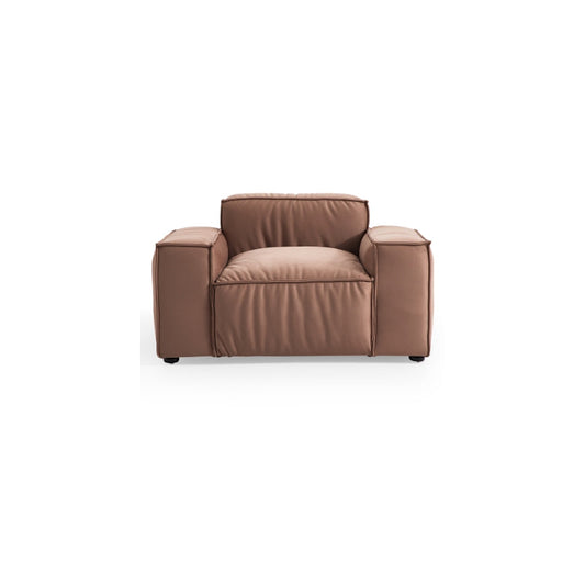 Luxury Minimalist Brown Fabric Armchair