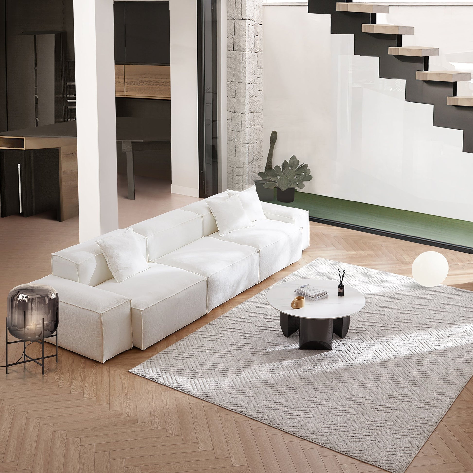 Freedom Modular White Sofa-White