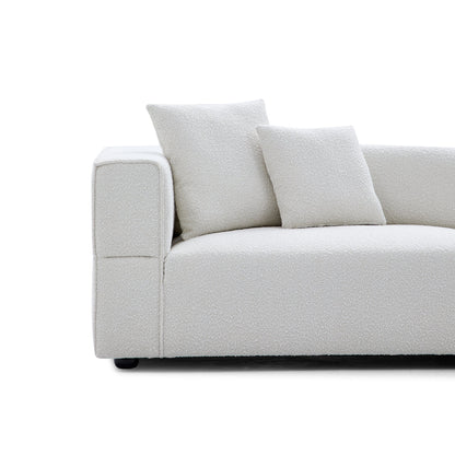 Nordic Modern Gray Sofa with Ottoman-White