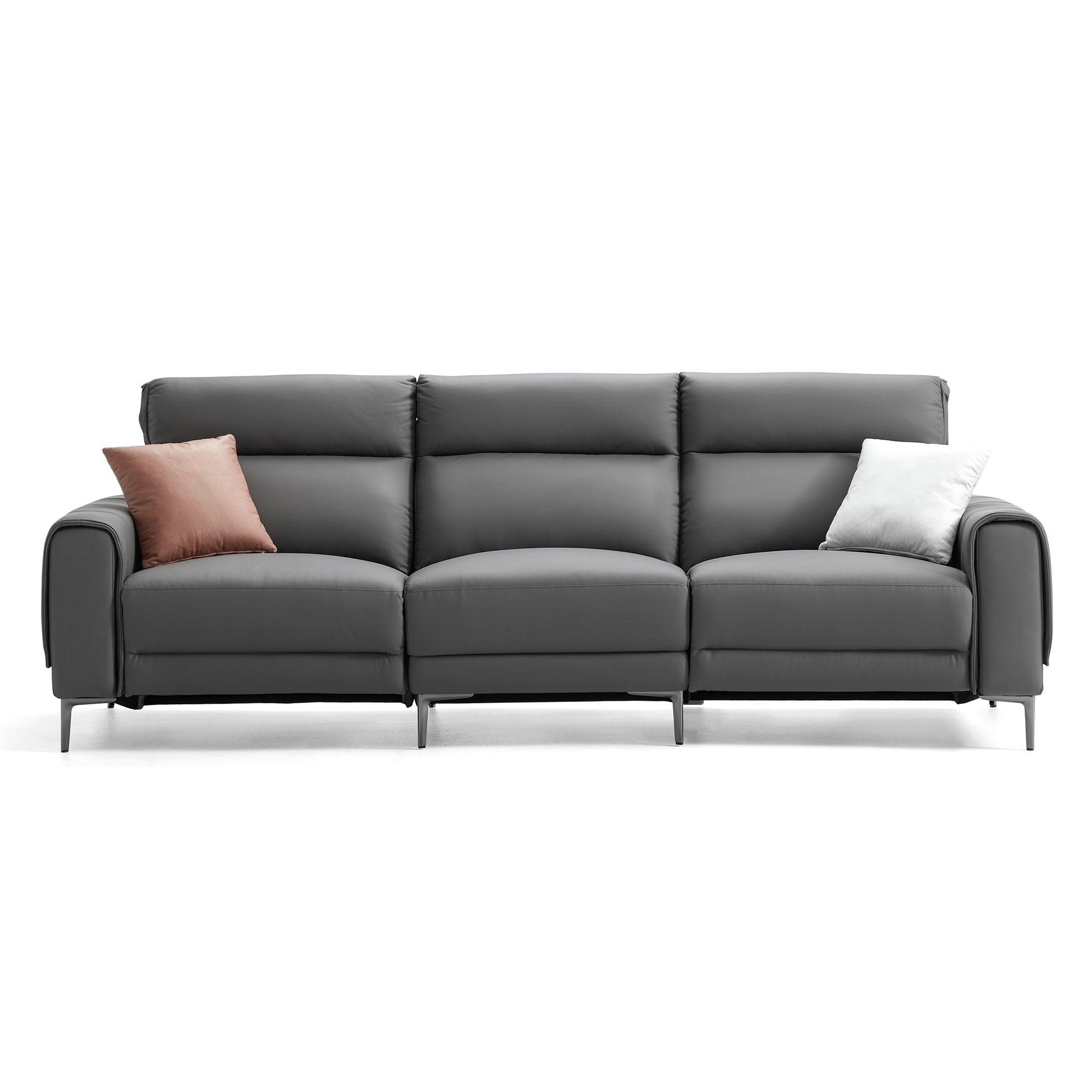 Louis Leather Power Recliner Sofa-Gray