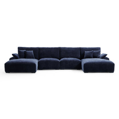 The Empress Navy Blue U Shaped Sectional-hidden