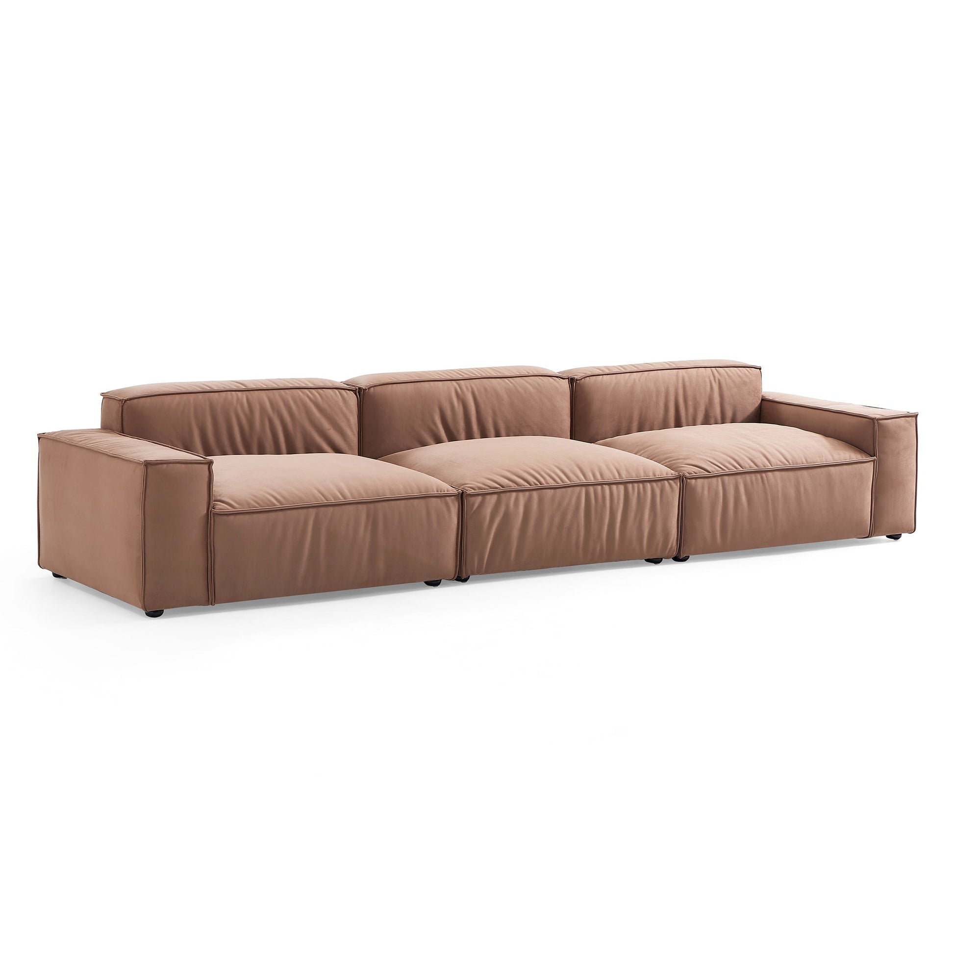 Luxury Minimalist Brown Fabric Sofa-Brown