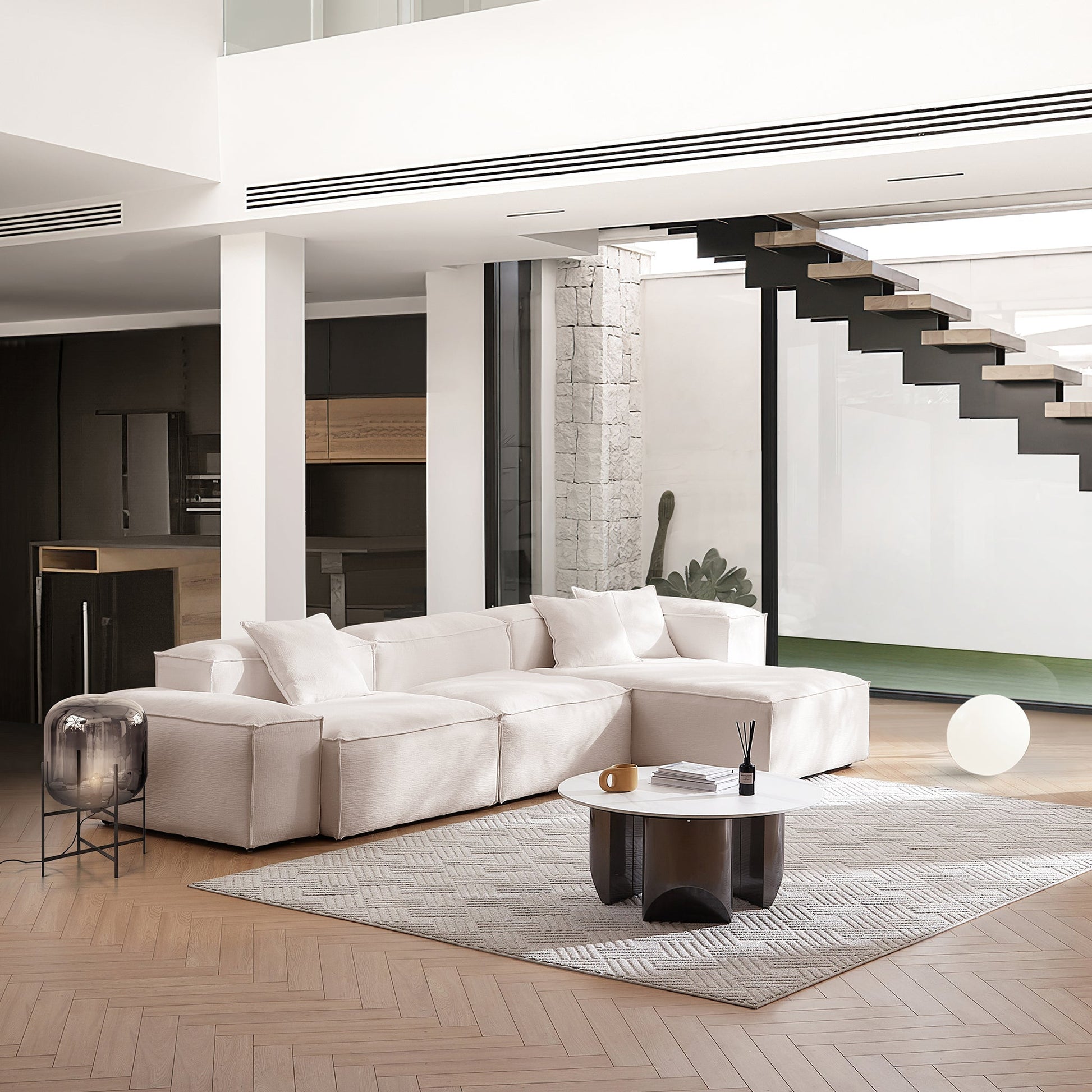 Freedom Modular Gray Sectional Sofa-Khaki