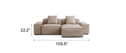 Cube Modular Khaki Genuine Leather Sectional