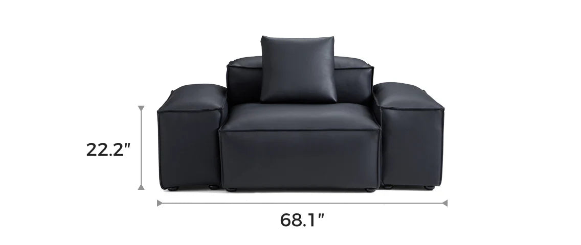 Cube Modular Black Genuine Leather Armchair