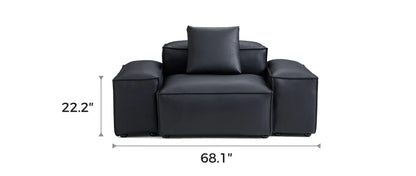 Cube Modular Black Genuine Leather Armchair