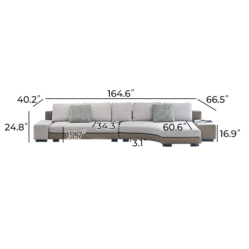 Arles Curved Gray Fabric Sectional-Gray-Facing Right-164.6″