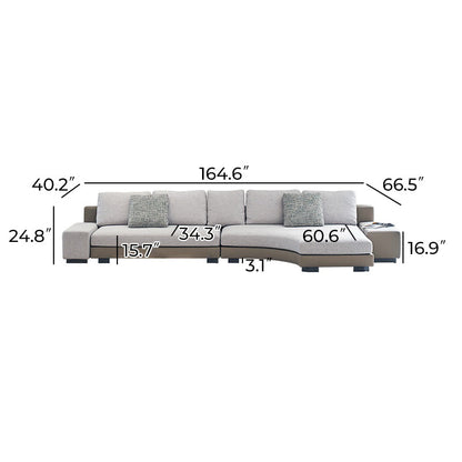 Arles Curved Gray Fabric Sectional-Gray-Facing Right-164.6″
