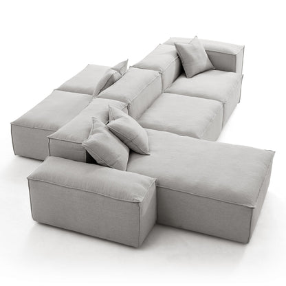 Freedom Modular Gray Double Sided Sectional Sofa-Gray-143.7″-Low & High