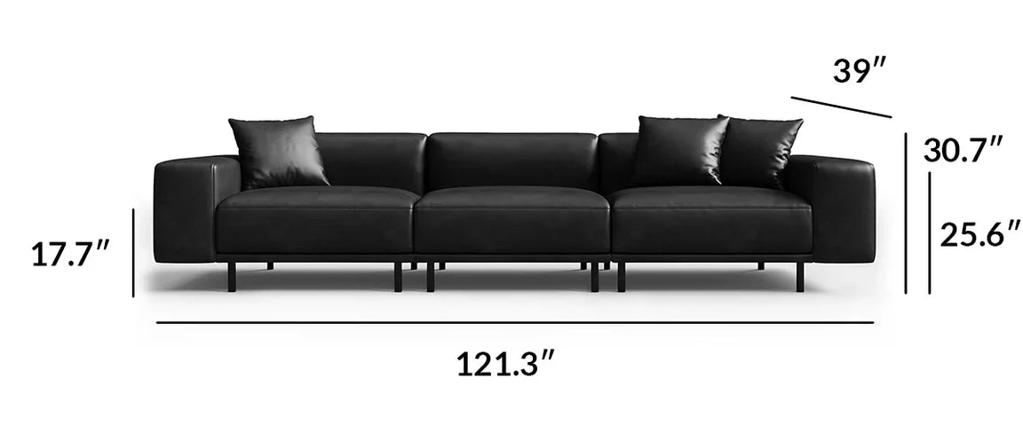 Noble Black Leather Sofa Set and Ottoman