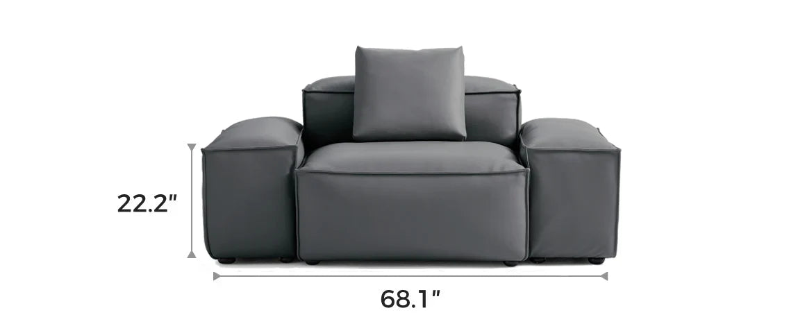Cube Modular Dark Gray Genuine Leather Armchair