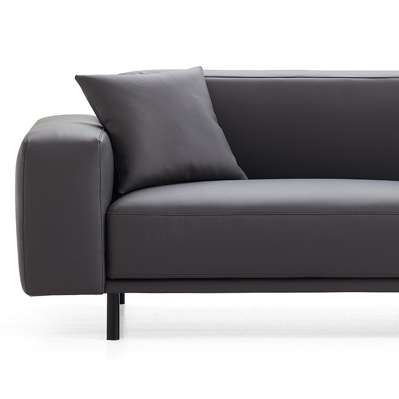 Noble Beige Leather Sofa and Ottoman-Dark Gray