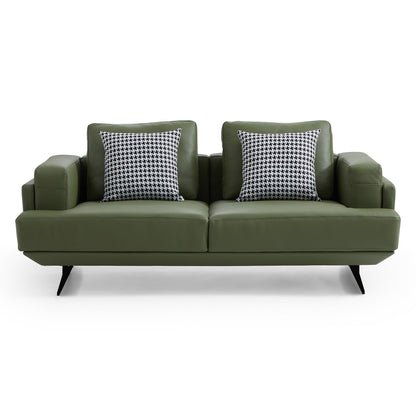 Olivia Green Top Grain Genuine Leather Sofa-Green