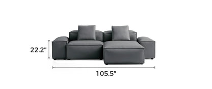 Cube Modular Dark Gray Genuine Leather Double-Sided Sectional
