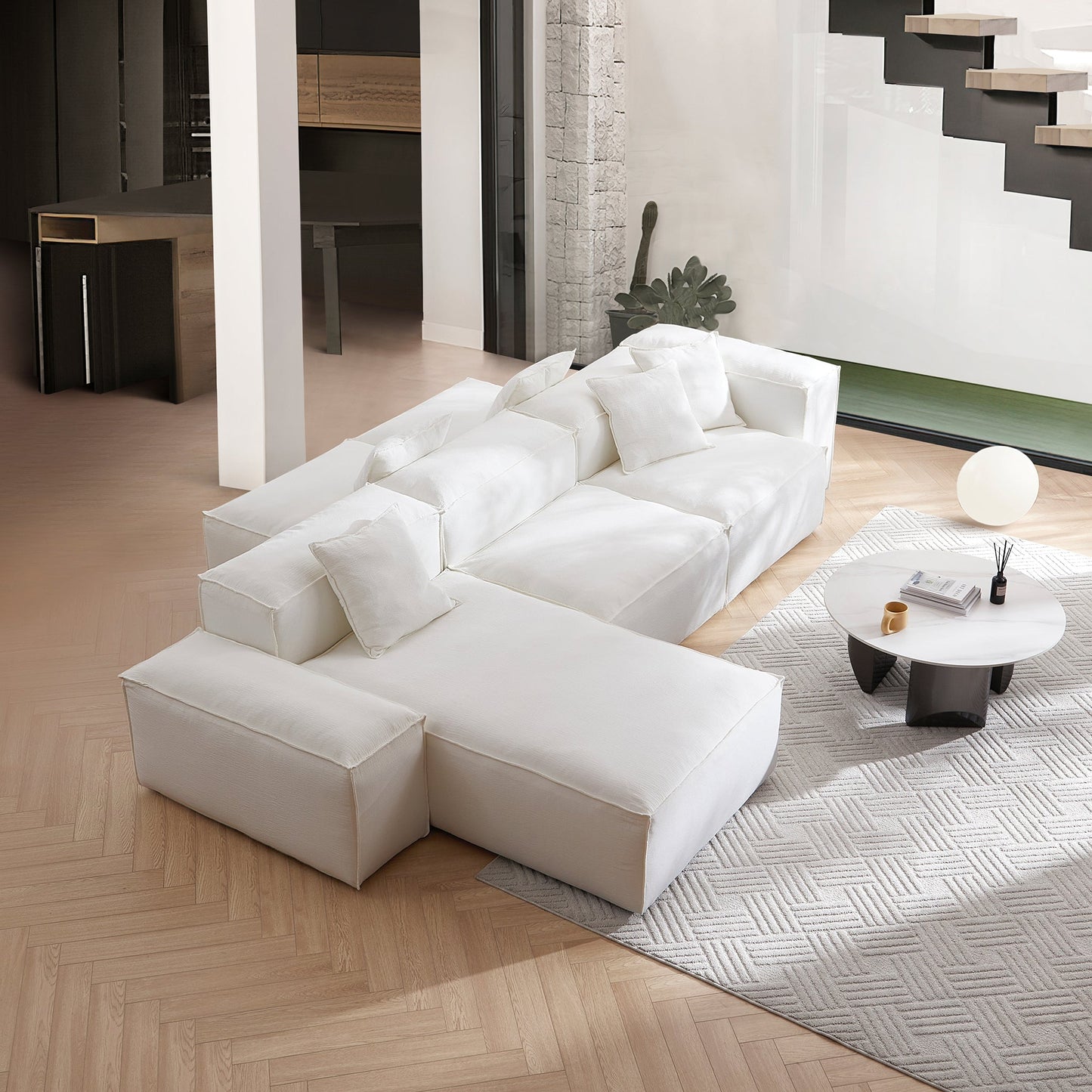 Freedom Modular White Double Sided Sectional Sofa-White