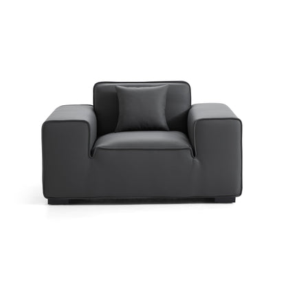 Domus Modular Khaki Leather Armchair-Dark Gray