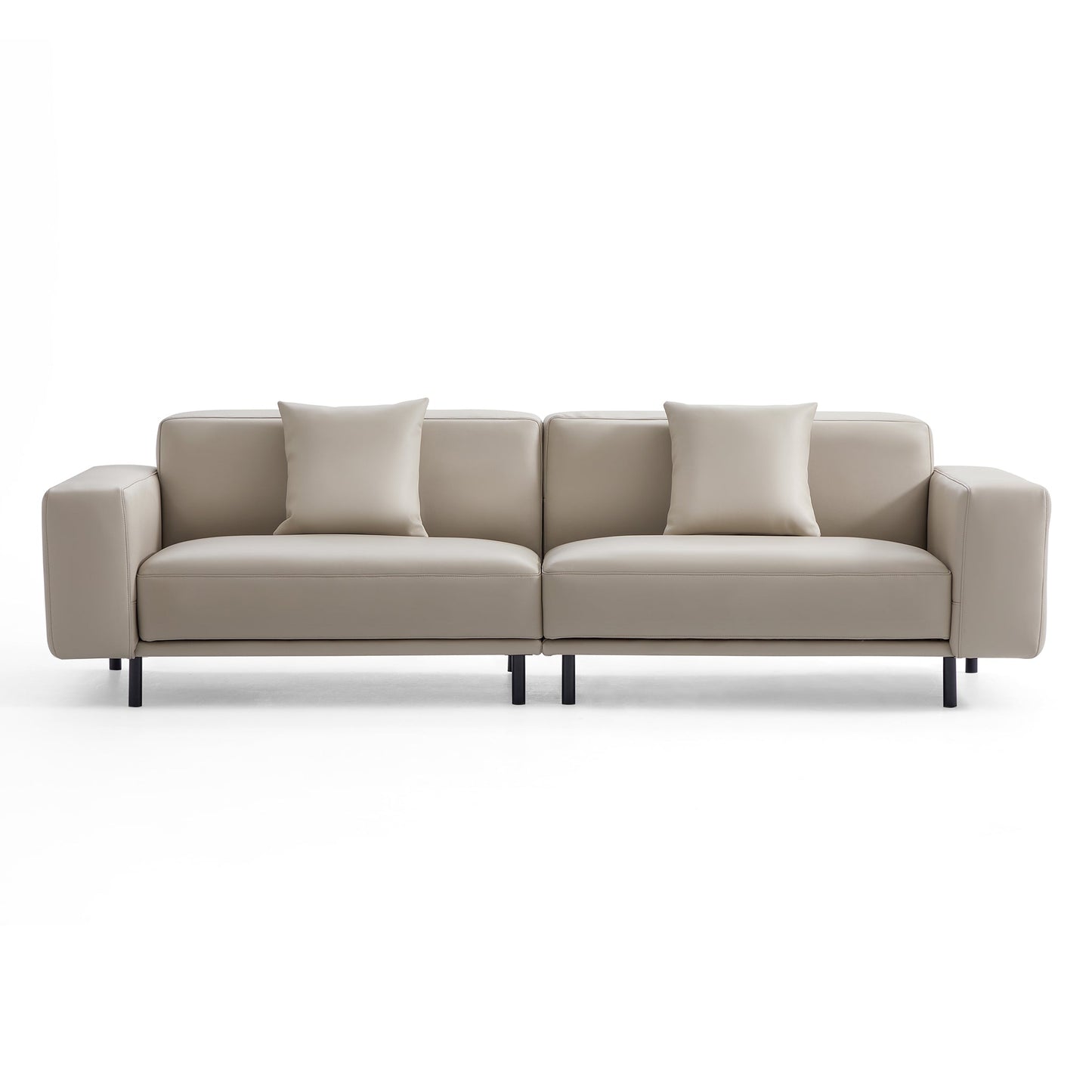 Noble Beige Leather Sofa Set-Beige