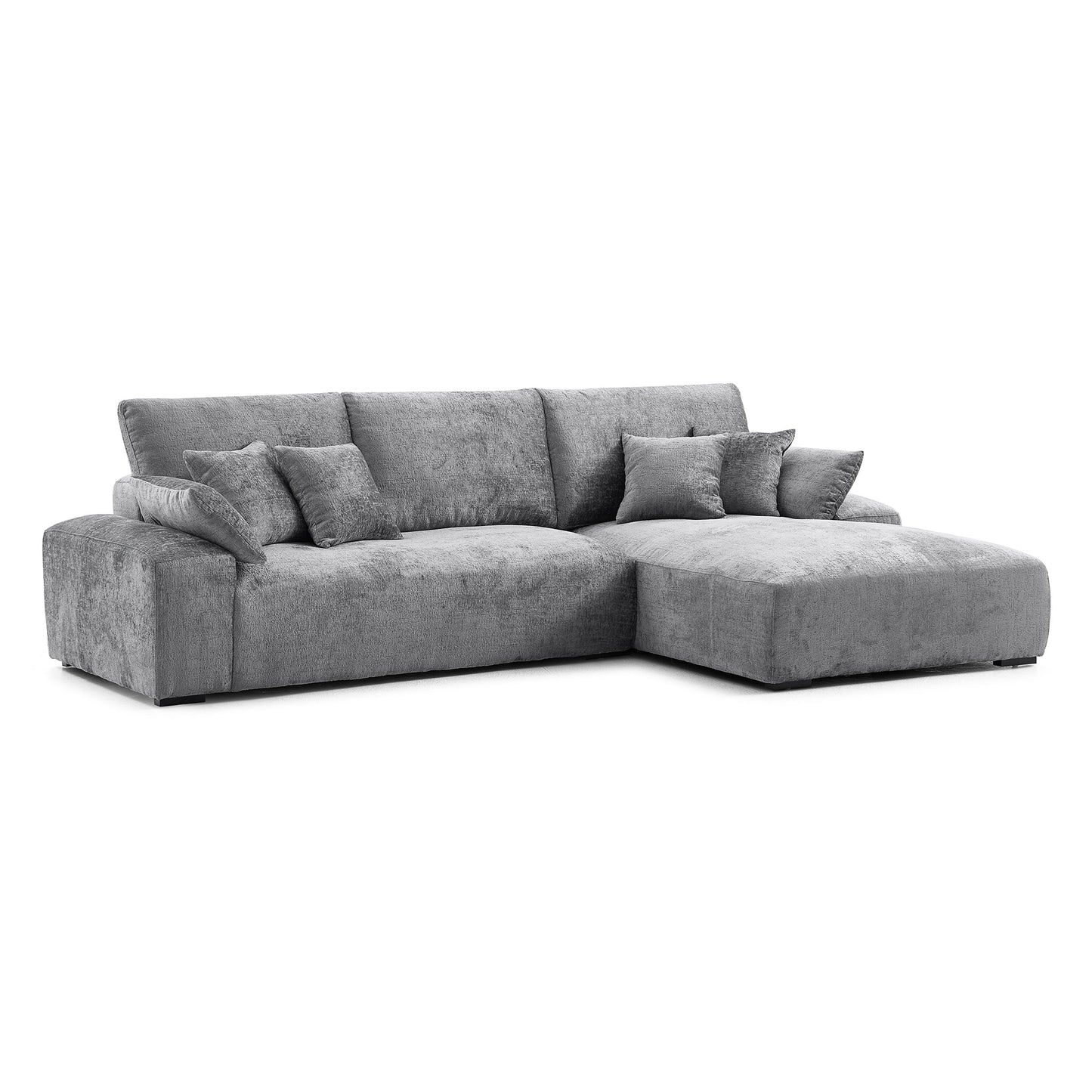 The Empress Camel Sectional-Gray-115.4"-Facing Right