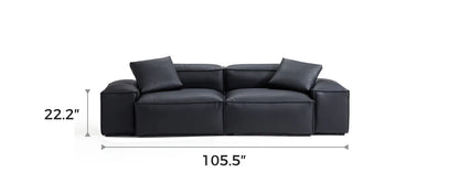 Cube Modular Black Genuine Leather Sofa