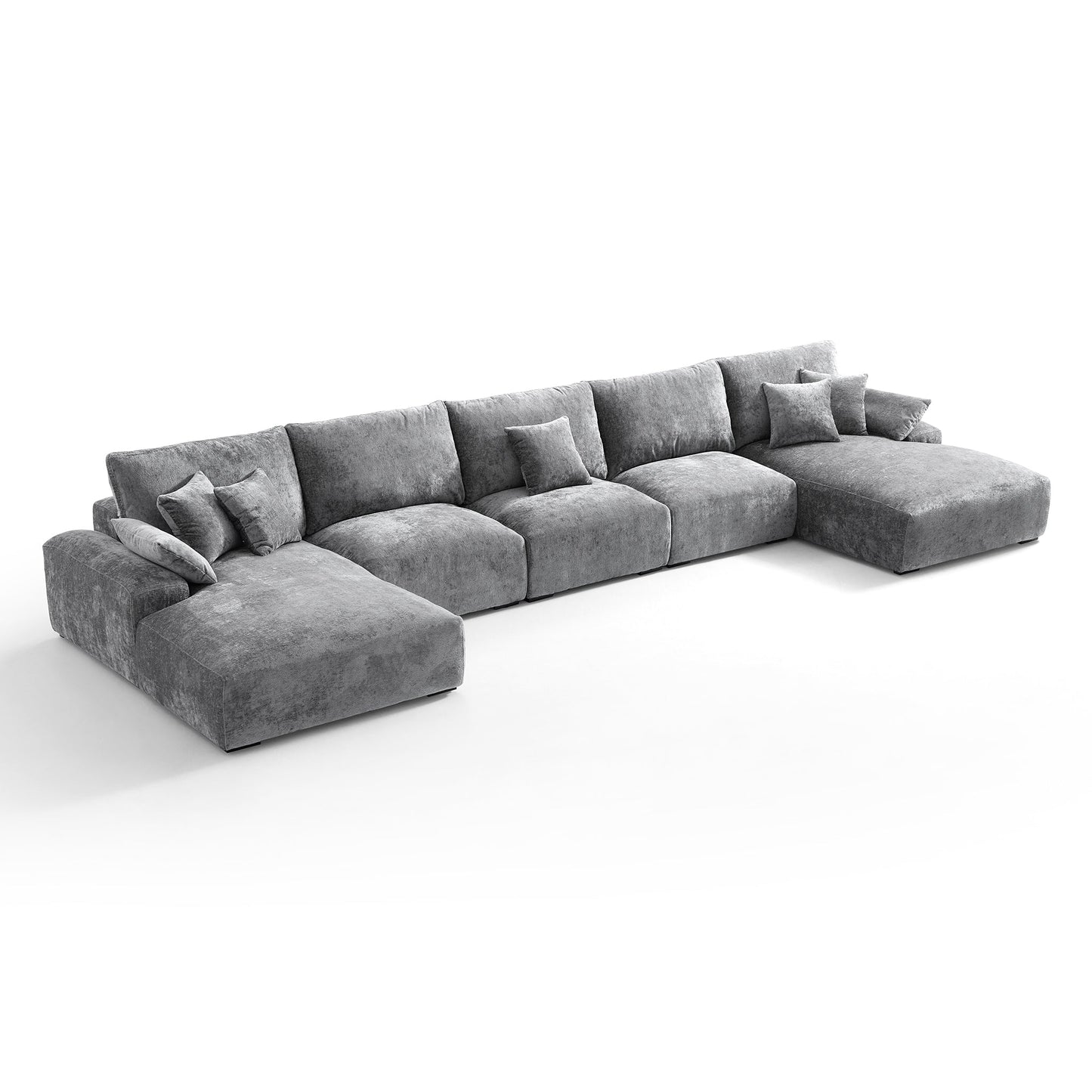 The Empress Gray U Shaped Sectional Sofa-Gray-196.9"