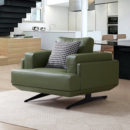 Olivia Top Grain Genuine Leather Armchair-Green