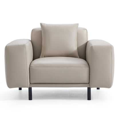 Noble Beige Leather Sofa Set-Beige