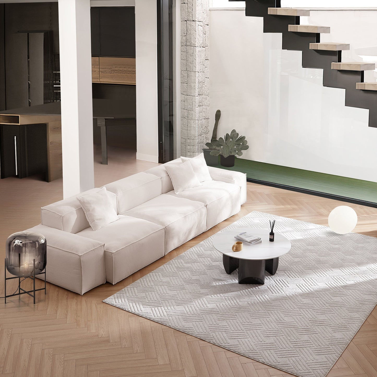 Freedom Modular White Sofa-Khaki