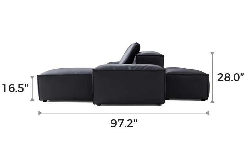 Cube Modular Black Genuine Leather Double-Sided Sectional
